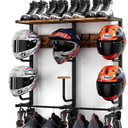 Motorcycle Helmet Rack with 6 Jhooks& 6 Clip Hooks – Wall Mounted Helmet Holder Stand for 6 Helmets, Riding Suits & Accessories, Sturdy Construction Storage Organizer for Entryway or Garage