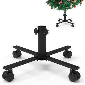 Christmas Tree Stand with Wheels,Metal Artificial Rolling Christmas Tree Stand for 3 to 5 ft Artificial TreesLocking Wheels(16'',1.4'')