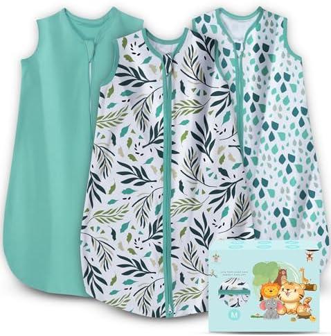 Cute Castle Baby Sleep Sack 6-12 Months - Lightweight 100% Cotton 2-Way Zipper TOG 0.5 Infant Wearable Blanket, Newborn Essentials Toddler Sleep Clothes (3 Pack Green) Medium Cute Castle Baby Sleep Sack 6-12 Months - Lightweight 100% Cotton 2-Way Zipper TOG 0.5 Infant Wearable Blanket, Newborn Essentials Toddler Sleep Clothes (3 Pack Green) Medium
