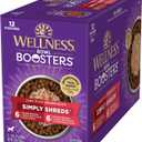 Wellness Bowl Boosters Simply Shreds Wet Dog Food Topper for Small, Medium, & Large Breeds, Grain Free, Natural, Chicken Variety Pack, 2.8 Ounce Pouch (Pack of 12) (EXP 02/15/28)