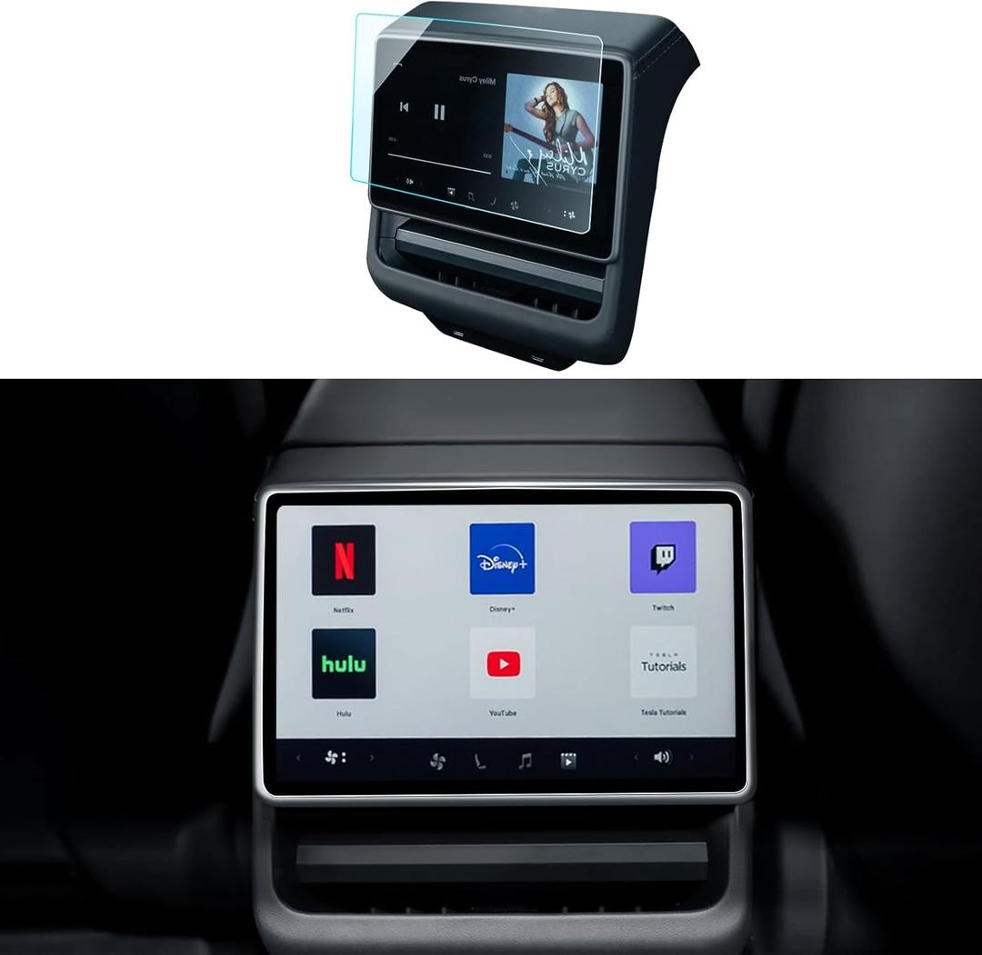 Model 3 Rear Screen Protector for 2024 2025 Tesla Model 3 Accessories 8'' Tempered Glass Center Control Touchscreen Car Dashboard Rear Seat TV Display Protector Anti Fingerprint HD Clear