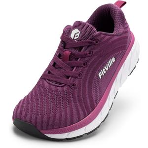 FitVille Wide Toe Box Shoes Women Comfortable Non Slip Wide Walking Shoes Women Swollen Feet Lightweight (Raspberry Purple, 9)