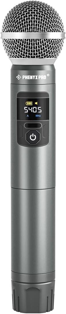 Phenyx Pro Professional Wireless Microphone, UHF Dynamic Mic, Metal Cordless Mic, Handheld Microphone for PTU-52/PTU-5200/PTU-4200 with Selectable 30 Frequencies (PWH-4200)