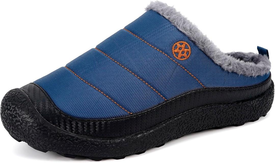 Women's Men's House Slippers Slip on Snow Winter Warm Fully Fur Lined Slippers Indoor Outdoor Shoes (9 Women, 8 Men)