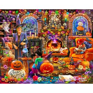 Springbok's Grandma's Halloween Party 1000 Piece Jigsaw Puzzle for Adutls Featues a Whimsical Halloween Scene for Puzzlers of All Ages