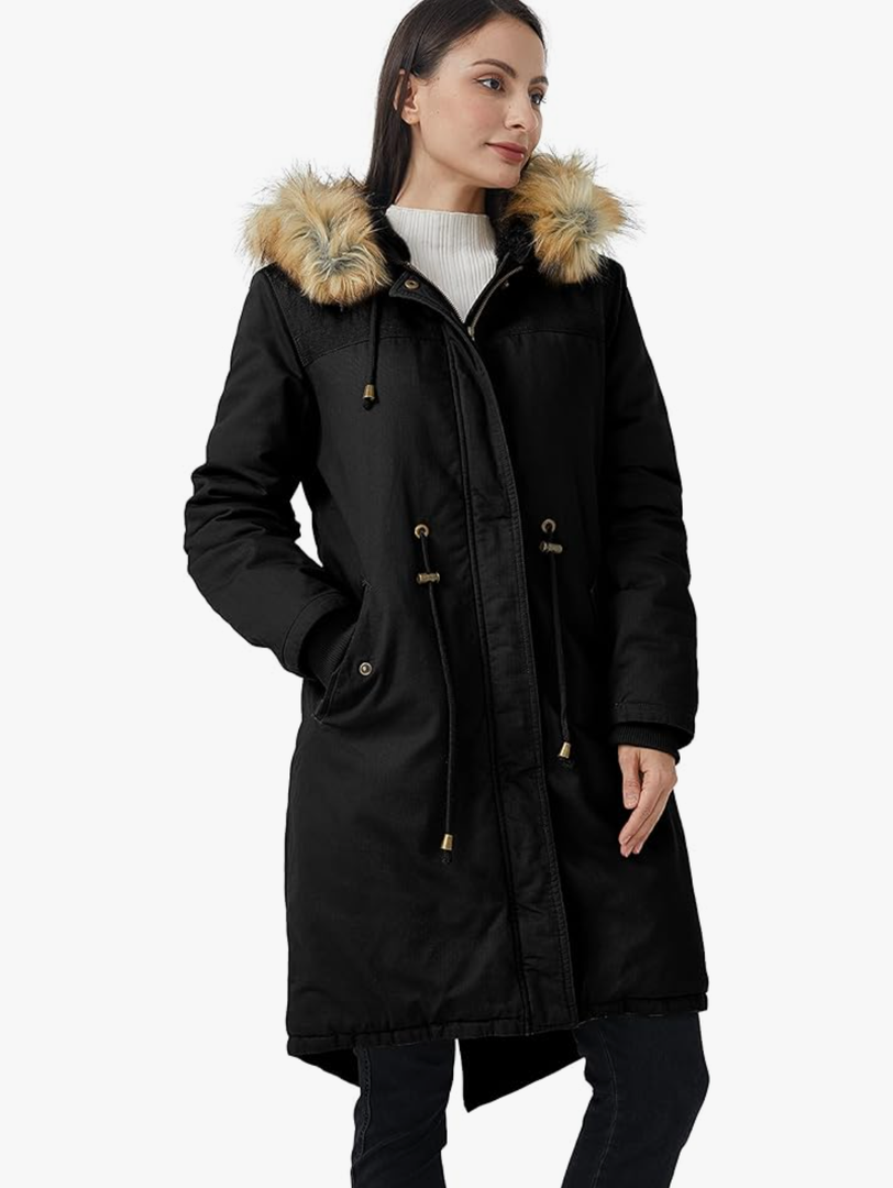 WenVen Women's Winter Long Hooded Sherpa Lined Parka Jacket Warm Coat, Size XL