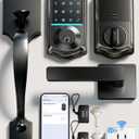 Veise VE017G-H Wi-Fi Smart Fingerprint Front Door Lock Set, Remote App Control, Keyless Entry Deadbolt with Handle, Backlit Keypad, IP55 Weatherproof, Auto Lock, Easy to Install, Matte Black