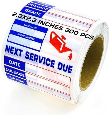 2.3x2.3 inches 300 Pcs Removable Transparent PET Oil Change Stickers for Windshield, Next Service Due Reminder Sticker Roll, Clear Writable Car Motorcycle Stickers Peel with No Residue