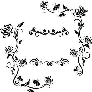 PLIGREAT Black Flowers Vines Wall Stickers, Butterfly Wall Decals, Removable Vinyl Wall Sticker for Nursery Bedroom Living Room Wall Decorations Home Indoor Wall Art Decor Door Window Decor