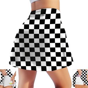 M YESCUSTOM 80s 90s Tennis Skirts for Women with Pockets Retro High Waisted Athletic Golf Skorts for Workout Party, 2XL