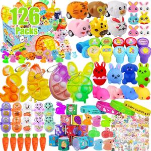 126 Pcs Easter Egg Fillers, Easter Basket Stuffers for Boys Girls, Easter Egg Stuffers, Easter Party Favors, Easter Gifts Toys, Treasure Box Toys, Classroom Prizes, Goodie Bags Stuffers for Kids
