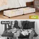Bamboo Under Bed Storage with Wheels,Rolling Underbed Shoe Organizer Box for Shoes,Blankets,Toys,Clothes Container Space-Saving Bins for Bedroom,Closet,Dorm,Nursery