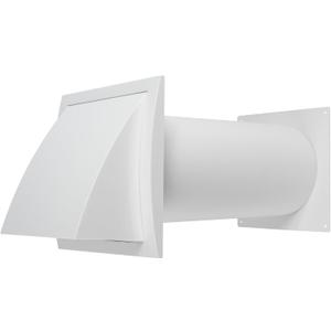 Repa Market 5 Inch Plastic Through Wall Ventilation Kit - Dryer Vent Hood with Cuttable PVC Pipe and Duct Connector - White Indoor Dryer Vent Kit/Outdoor Dryer Vent Cover - Dryer Exhaust vent