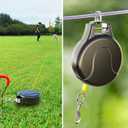 30ft Dog Tie Out Cable and Retractable Dog Leash, 2-in-1 Lead for Zipline, Aerial Run Cable Trolley Or Anchor, No Tangle Retractable Tie Out Reel for Camping Or Yard