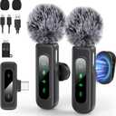 Wireless Microphone for iPhone & Android, 2-Pack Mini Lavalier Mic