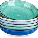 vancasso Bonita Pasta Bowls Set of 6, 50oz Large Salad Bowls for Kitchen, Stoneware Serving Bowls Dishwasher & Microwave Safe, Blue Bowl Set (Cool Color)