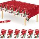 QZYL 6 Pack Christmas Tablecloths, 54" x 108" Holiday Rectangle Tablecloth, Snowman Design Holiday Plastic Table Cloth Disposable Tablecover, Christmas Party Supplies Xmas Home Decor