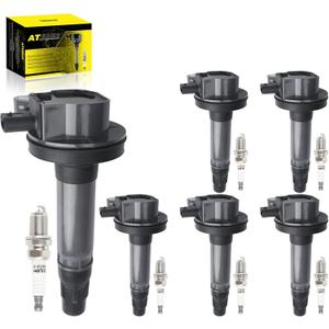 Set of 6 UF823 Ignition Coils Pack & Iridium Spark Plugs Compatible with Ford Transit 150 250 350 Edge Flex Lincoln MKT/MKX Continental V6 3.7L 3.5L OEM Replaces# 7T4Z12029F DG563 UF-823