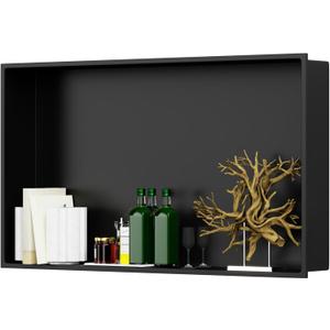 28" X 16" Stainless Steel Shower Niche Insert Tile Ready, Niche for Shower Wall, Recessed Shelf No Tile Needed for Bathroom Storage, Matte Black