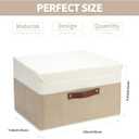 8 Pack Decorative Storage Bins Containers Fabric Bins with Lids Storage Baskets Bulk for Shelves Drawers, Desktop, Closet, Playroom, Classroom, Office, Bedroom, (15INx10INx10IN, Beige/White)