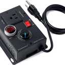 AC Motor Speed Controller 110-120V / 10A Rated / 15A Max, Fan Speed Control AC Electronic Voltage Regulator with Black-Coated Matt Metal Shell & Voltage LED Display Screen