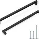 Probrico 15 Pack 12-3/5" Hole Centers Cabinet Pulls Black Drawer Handles - Kitchen Cabinet Handles Modern Suqare Bar Pulls Stainless Steel Cabinet Hardware for Dresser Bathroom Bedroom Laundry