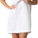 Turkish Linen Womens Waffle Spa Body Wrap with Adjustable Closure (White, M)
