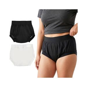 AQX Adult Plastic Pants, Reusable Waterproof Underwear for Incontinence, Leakproof High Waist Cloth Diaper Covers 2Pcs (Black/White - 2 Pcs, Small)