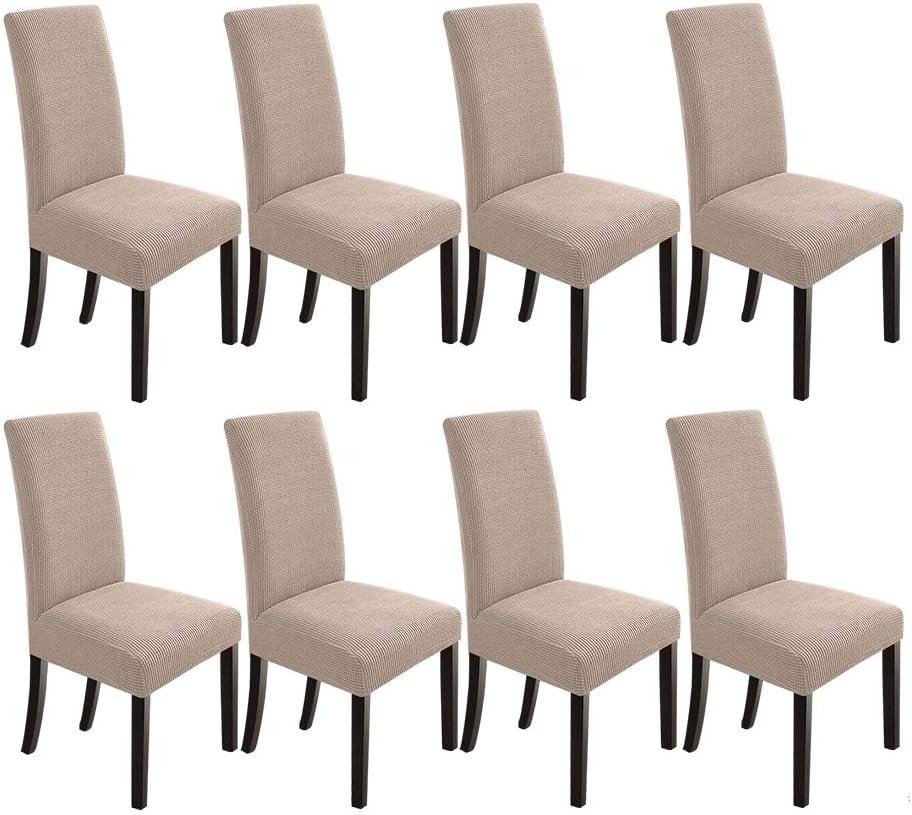 NORTHERN BROTHERS Dining Room Chair Slipcovers Dining Chair Covers Parsons Chair Slipcover Stretch Chair Covers for Dining Room Set of 8, Khaki