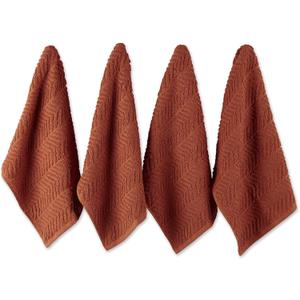 DII Luxury Barmop Collection Chevron Dishtowel Set, 16x19, Spice, 4 Piece