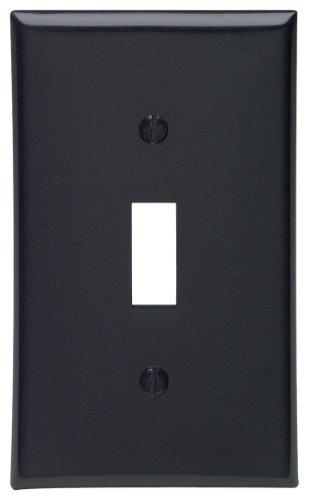 Leviton 1-Gang Toggle Device Switch Wallplate, Standard Size, Thermoplastic Nylon, Device Mount, 80701-E, Black