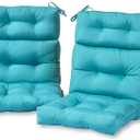 Greendale Home Fashions Outdoor 44 x 22-inch High Back Chair Cushion, Set of 2, Arctic