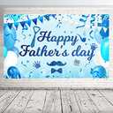 JOZON Backdrop Banner for Happy Fathers Day 70 x 43 Inch Large Size Banner for Fathers Day Blue Background Banners Party Decorations Supplies for Fathers Day Dads Day Family Photo Booth Prop