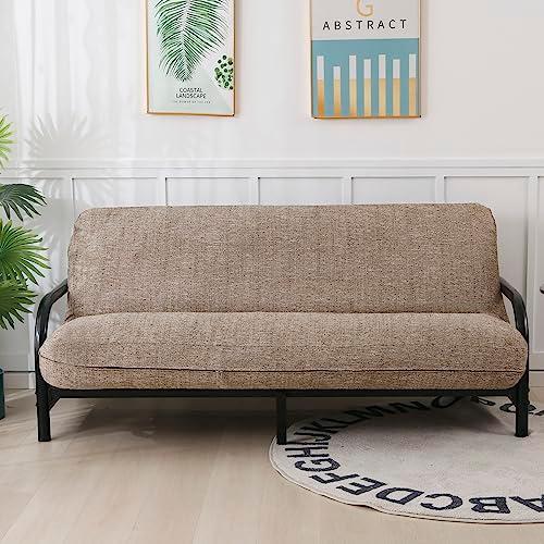 OctoRose Twin Size 3 Side Zipper Upholstery Thick Linen Camel Futon Cover Sofa DayBed Mattress Slipcover Couch Protector (Linen-Camel, Full Size)