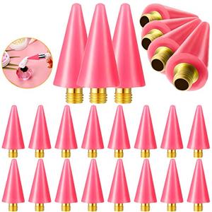 Blulu 16 Pcs Wax Head Tips Rhinestone Picker Tool Rhinestones Replacement Diamond Painting Tips for Nail Dotting Pen to Pick up Nail Gem Jewelry, Wax Head Accessories(Pink)