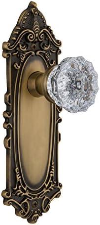 Nostalgic Warehouse 702105 Victorian Plate & Interior Crystal Door Knob, Passage-2.375 in, Oil Rubbed Bronze