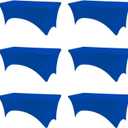 BDDC Table Covers for 8 Foot Tables, 6 Pack Royal Blue Washable and Wrinkle Resistant Stretch Tablecloths Rectangle 8ft for Events, Wedding, Banquets, Parties (96" x 30" (Rectangular) 6Pack)