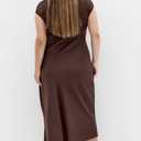 City Chic Women's Plus Size Dress - Beatrix Knot Satin (Brown, XXS)