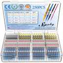 Sopoby 250PCS Solder Seal Wire Connectors Insulated Waterproof Electrical Wire Terminals Heat Shrink Solder Butt Connectors Kit for Automotive Marine