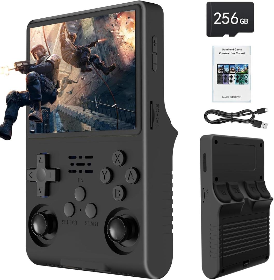 30000 Games in 1Handheld Game Console,3.5-Inch IPS Screen Retro Gaming Console,30000 Classic Games, 3800mAh,20Mainstream Emulator,Built-in 256G TF Card,(Black)
