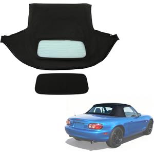 HECASA Convertible Soft Top Compatible with 1990-2005 Mazda Miata with Heated Glass Window, Replacement Soft Roof Black Cabrio Premium Grade Sailcloth Vinyl