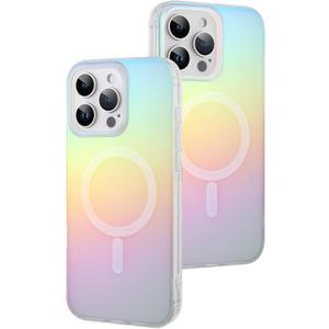AIGOMARA Magnetic for iPhone 16 Pro Max Case [Compatible with Magsafe] [Fluorescent Holographic Iridescent] Slim Shockproof Matte Protective Phone Cover for Women Girls 6.9 Inch