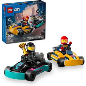 LEGO City Go-Karts and Race Drivers Toy Playset, 2 Driver Minifigures, Racing Vehicle Car Toys, Fun Race Car Toy Gift for Kids Aged 5 and Up, 60400
