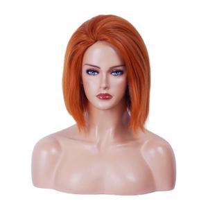 14 Inches Short Straight Auburn Ginger Wigs for Women or Men Doll Cosplay Copper Red Synthetic Hair Wig for Costume or Halloween Party