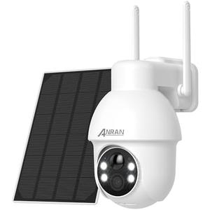 Solar Security Camera Wireless Outdoor: ANRAN 2K WiFi Camera with Adjustable Solar Panel, 360° Panoramic View, Two-Way Audio, PIR Detection, Color Night Vision, 2.4GHz WiFi, Compatible with Alexa