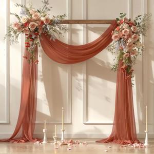 Wedding Arch Draping Fabric, 1 Panel 28" x 19Ft Terracotta Wedding Arch Drapes Sheer Backdrop Curtain for Wedding Ceremony Party Ceiling Decor (28" width x 19Ft length1 Panel, Terracotta Drapes Curtain)