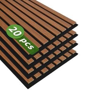 Art3d 4-Pack 12" x 24" Soundproof Wood Slat Panels, 8 sq.ft Acoustic Wall Panels, 3D Wall Panels with Wood Slat Design, Decorative Wood Wall Panel for Accent Walls-Walnut