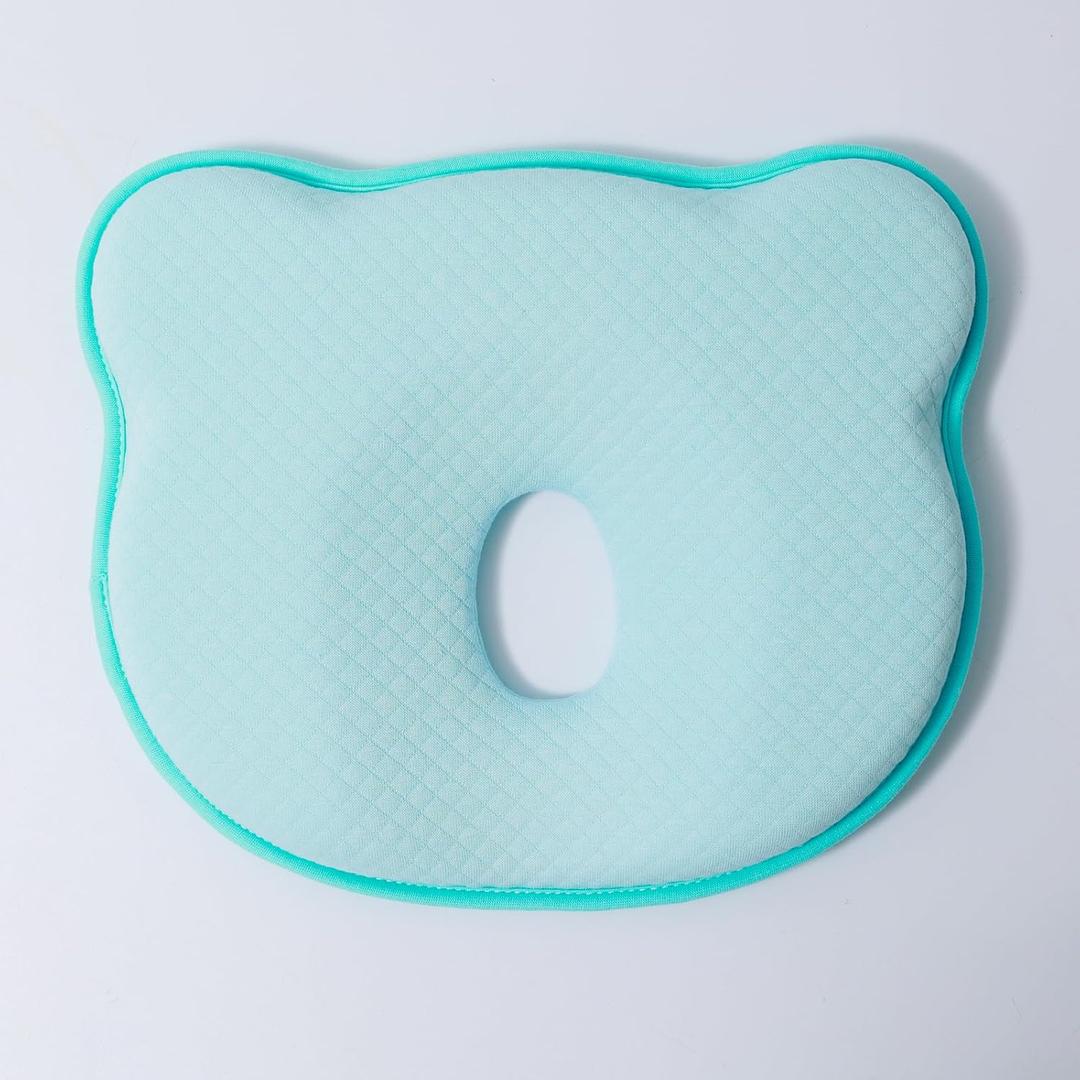 Memory Foam Donut Pillow, Cute Cartoon Bear Soft and Cozy Pillow, Breathable Bedding Set Blue with Case Prvents Fat Had and Head Shaping Pillows (Blue)