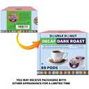Double Donut Coffee Decaf Dark Roast Coffee Pods, Extra Bold Blend Coffee, Single Serve Coffee For Keurig K Cups Machines, Decaf Dark Roast Coffee in Recyclable Pods, 80 Count (EXP 06/03/27)