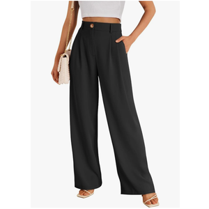 LILLUSORY Wide Leg Dress Pants Women's High Waisted Dressy Trousers L